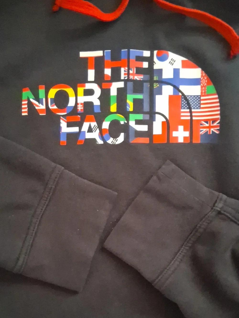 The North Face Men's Black Hoodie with Multicolor Logo XXL